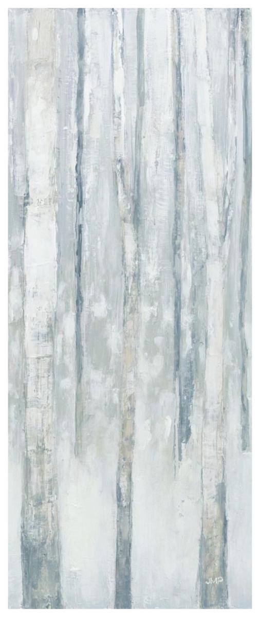 Birches in Winter Blue Gray Panel III -Paper Art-32"x77"