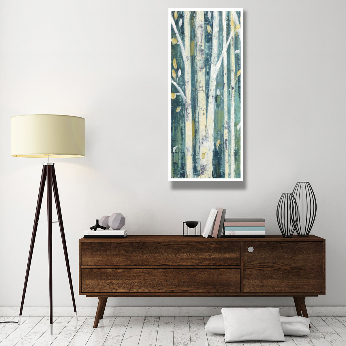 Birches in Spring Panel I -Paper Art-26&quotx62"