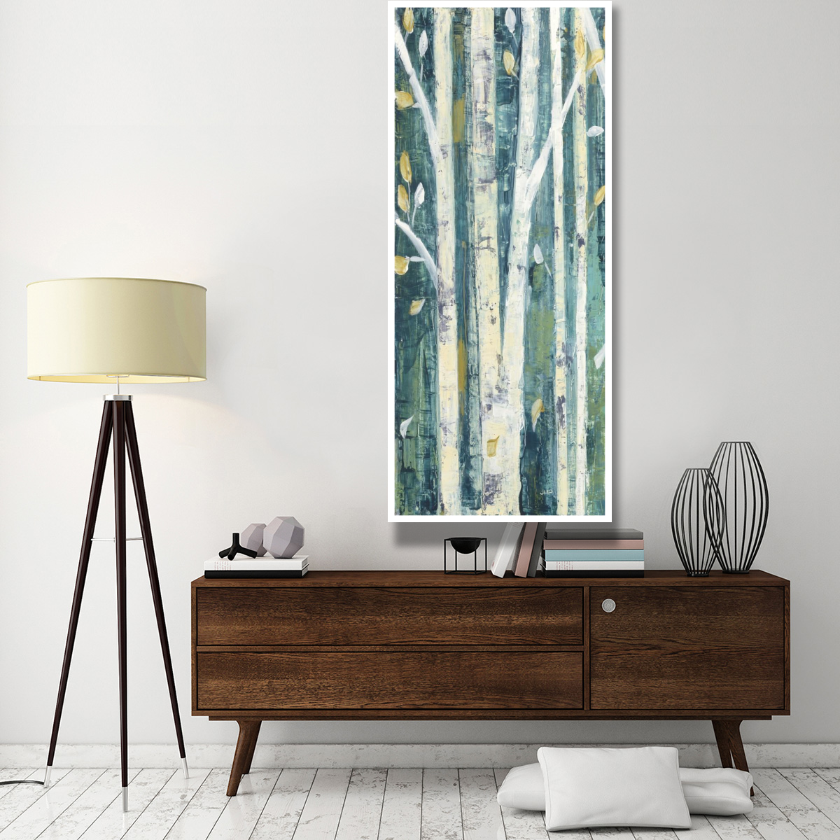 Birches in Spring Panel I -Paper Art-32&quotx77"