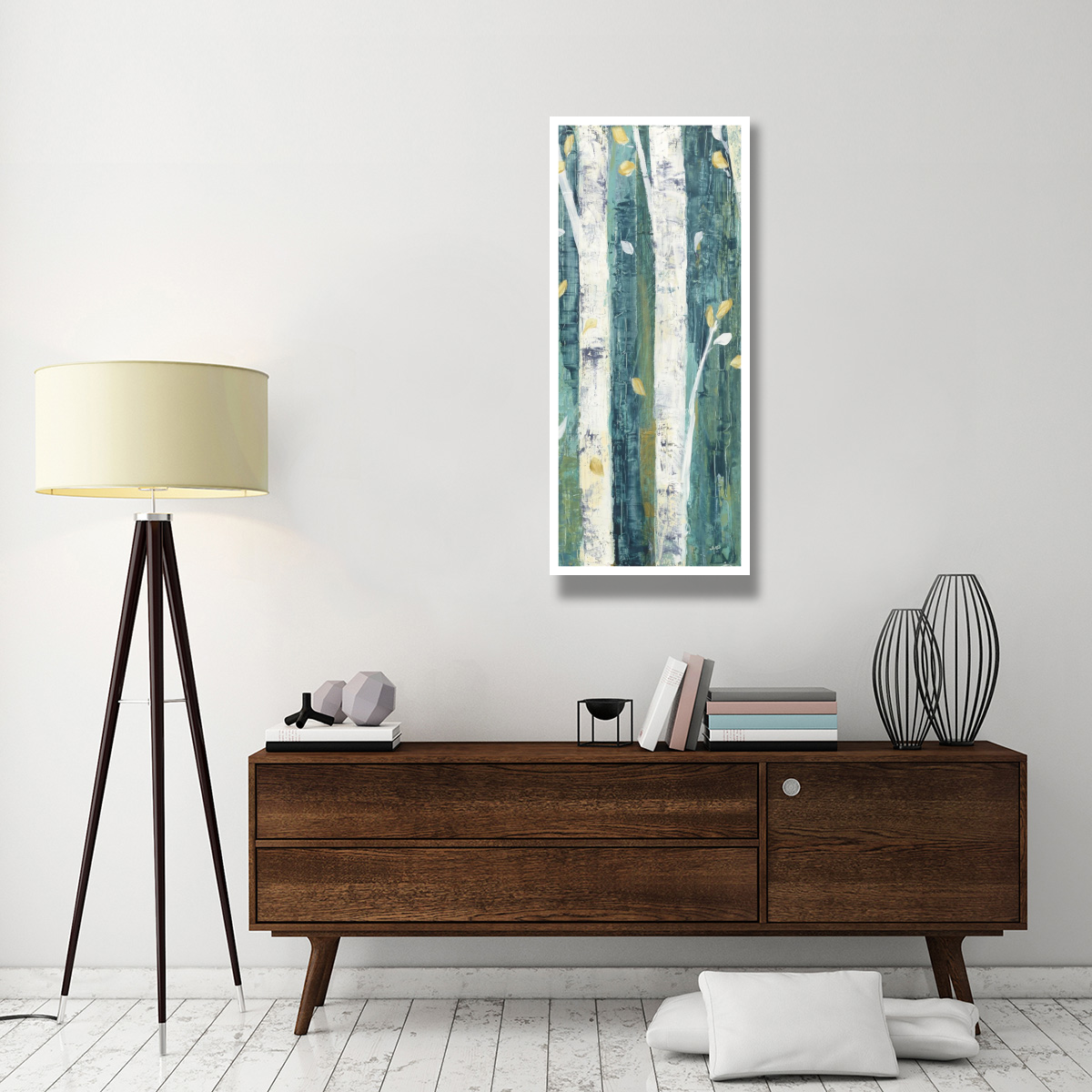 Birches in Spring Panel II -Paper Art-22&quotx52"