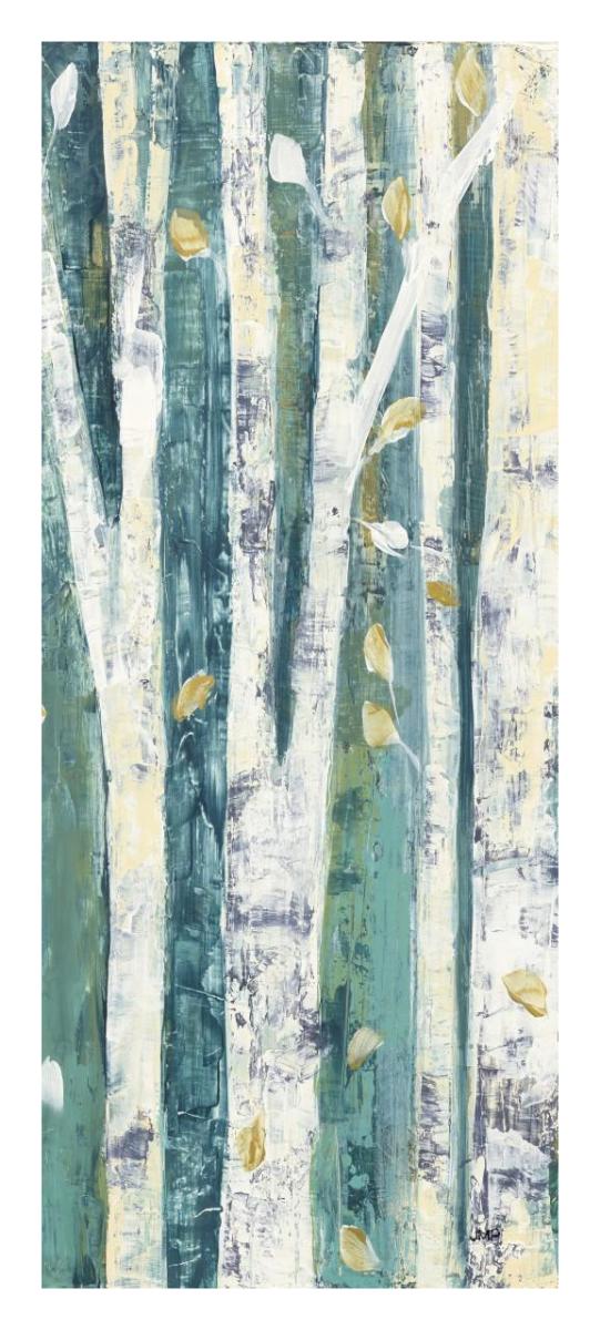 Birches in Spring Panel III -Paper Art-14"x32"