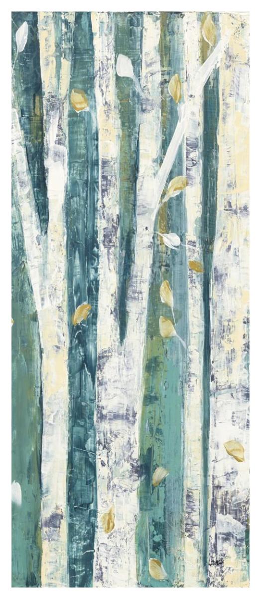 Birches in Spring Panel III -Paper Art-22"x52"