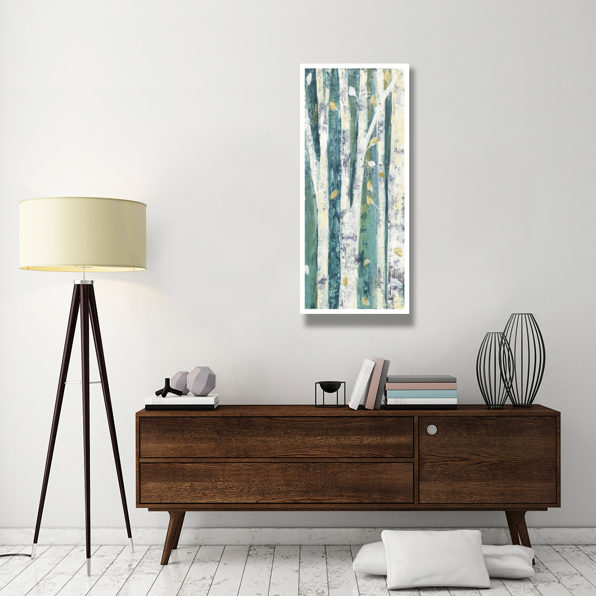 Birches in Spring Panel III -Paper Art-22&quotx52"