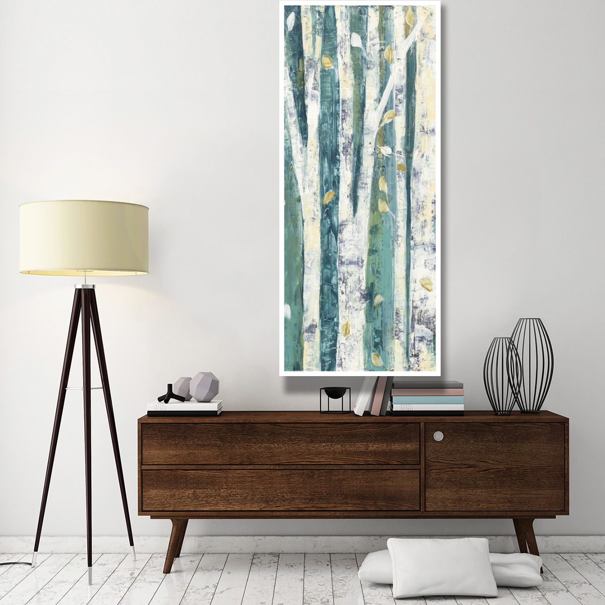 Birches in Spring Panel III -Paper Art-32&quotx77"