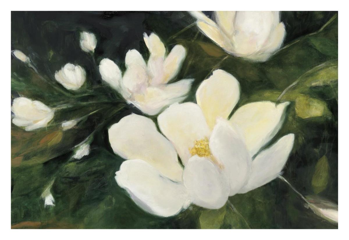 Magnolia Blooms Crop No Petal -Paper Art-32"x22"