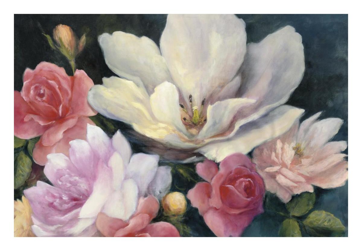 Flemish Fantasy Rose Crop -Paper Art-26"x18"