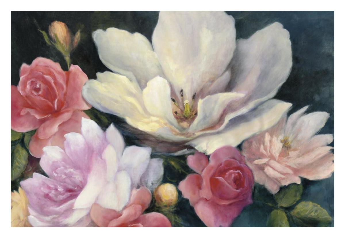 Flemish Fantasy Rose Crop -Paper Art-32"x22"