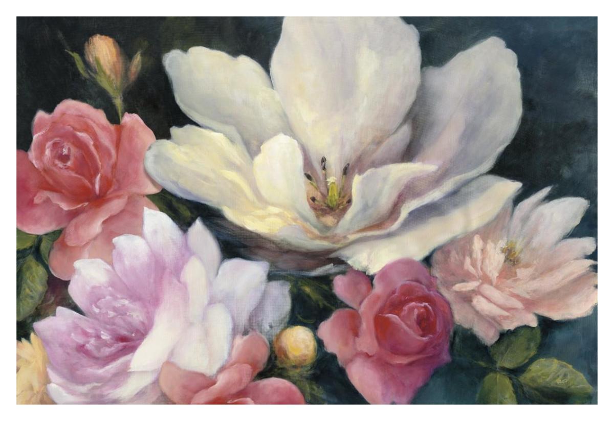 Flemish Fantasy Rose Crop -Paper Art-38"x26"
