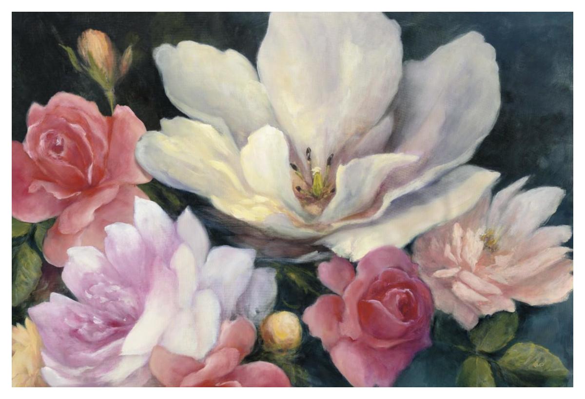 Flemish Fantasy Rose Crop -Paper Art-50"x34"