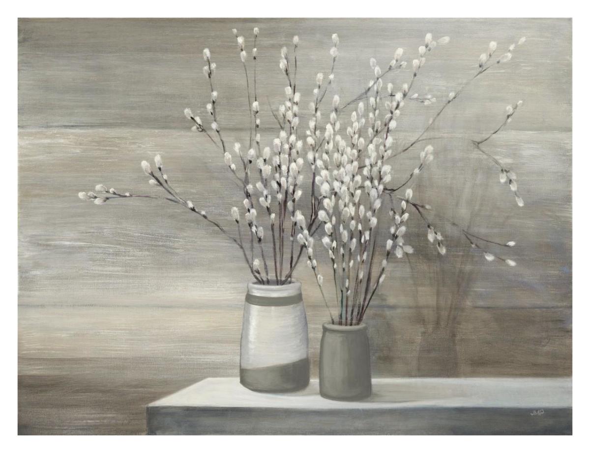 Pussy Willow Still Life Gray Pots -Paper Art-34"x26"