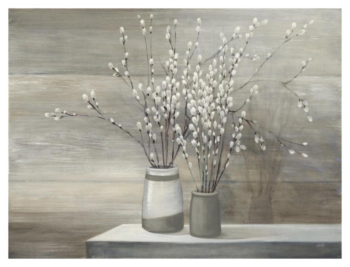 Pussy Willow Still Life Gray Pots -Paper Art-42"x32"