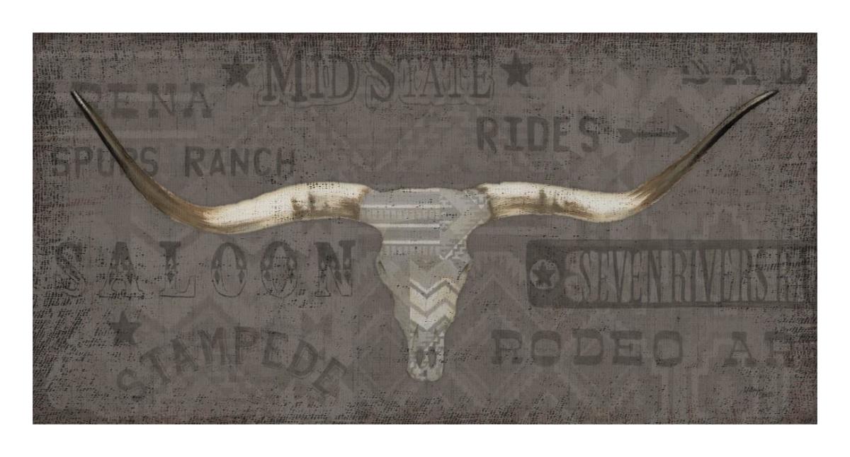 Longhorn I Taupe -Paper Art-26"x14"