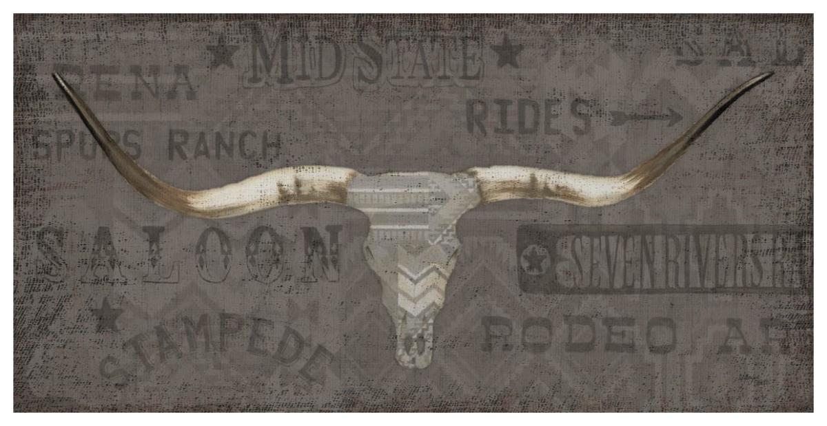 Longhorn I Taupe -Paper Art-62"x32"