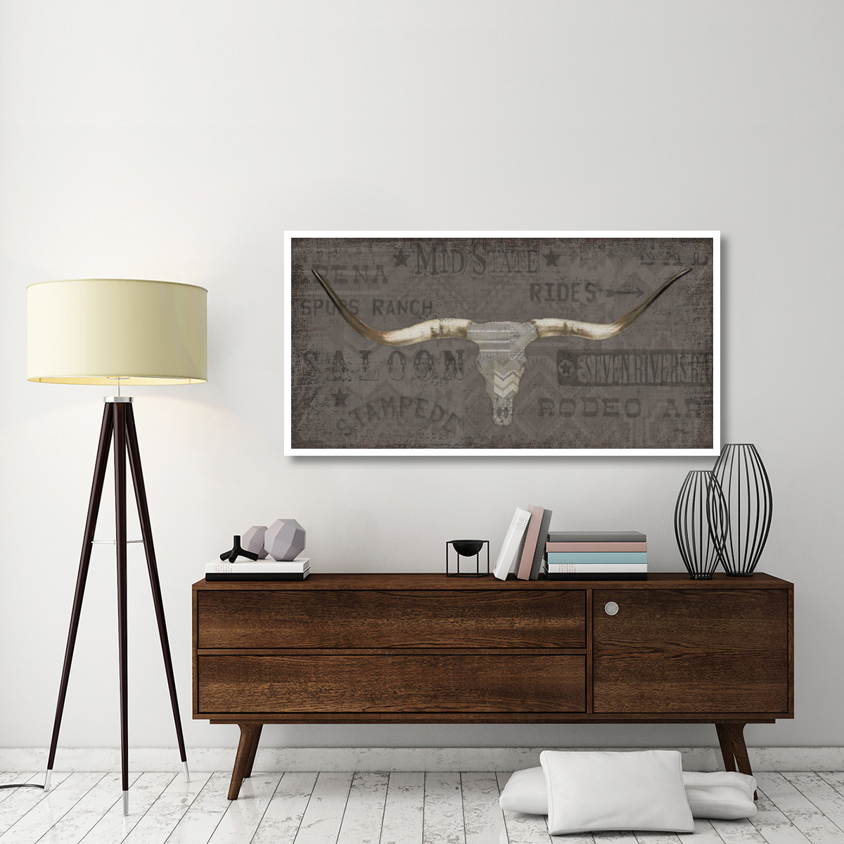 Longhorn I Taupe -Paper Art-62&quotx32"