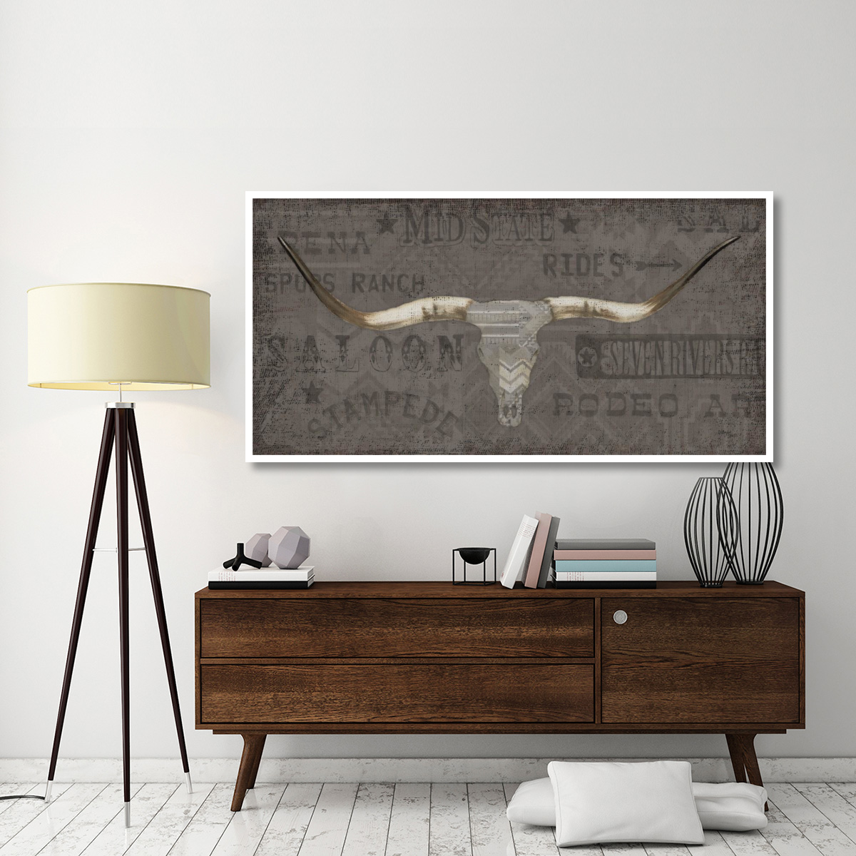 Longhorn I Taupe -Paper Art-74&quotx38"