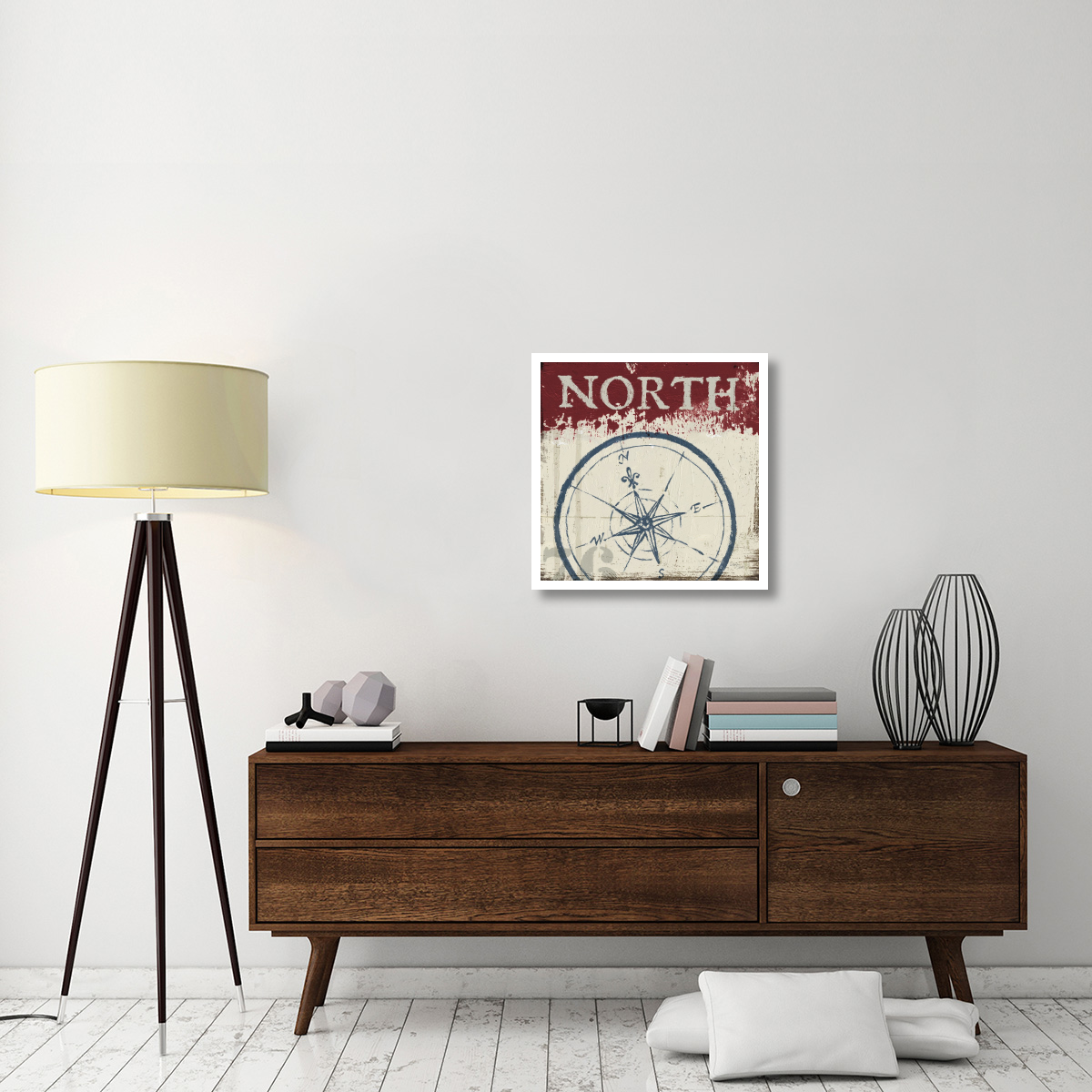 Nautical I Red -Paper Art-26&quotx26"