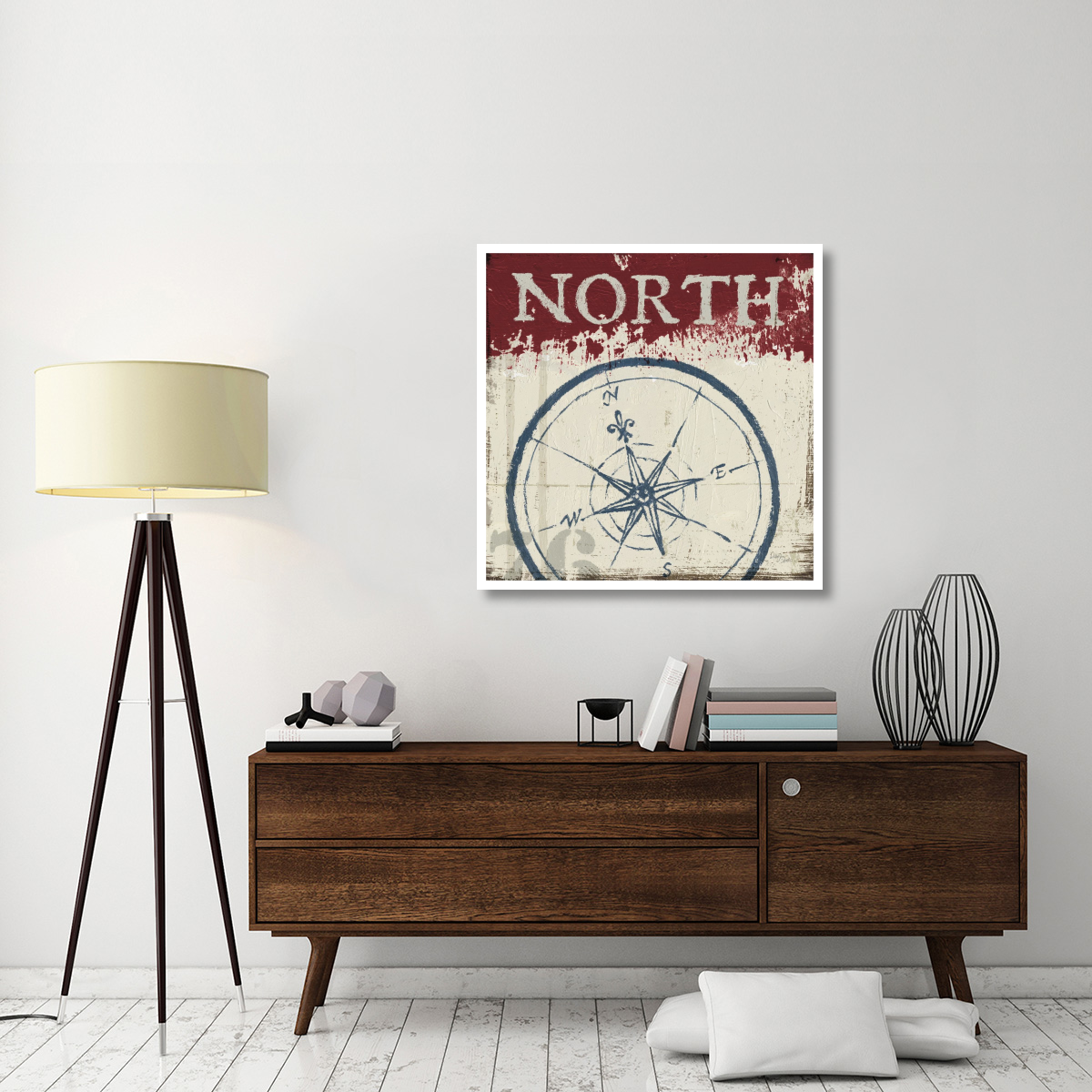 Nautical I Red -Paper Art-38&quotx38"