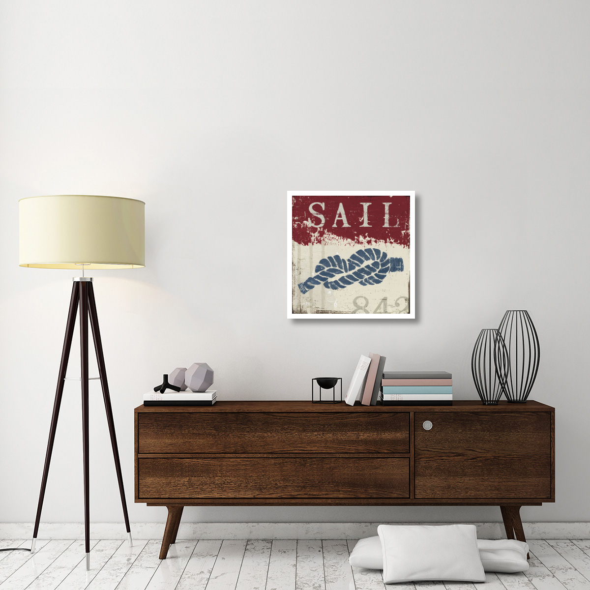 Nautical III Red -Paper Art-26&quotx26"