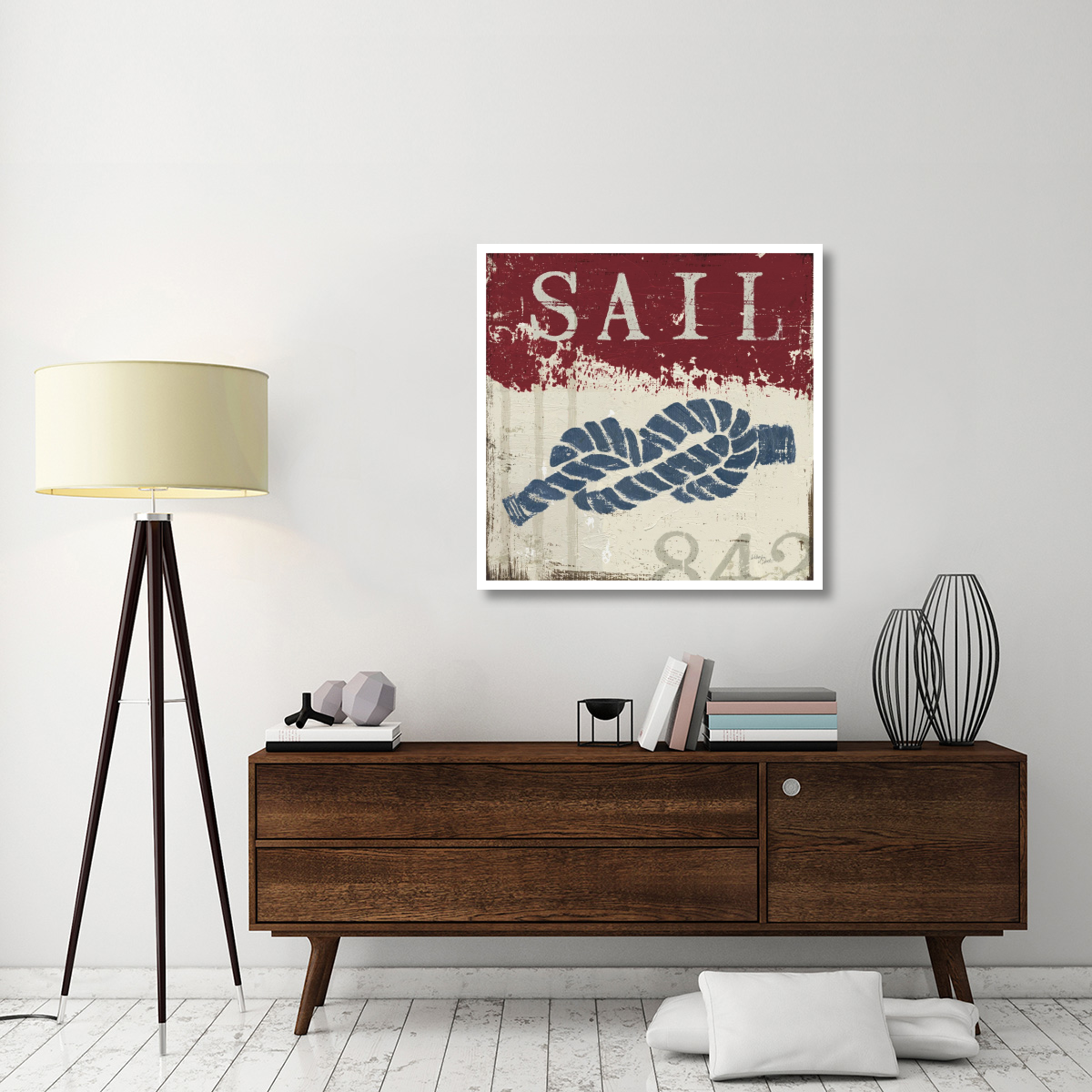 Nautical III Red -Paper Art-38&quotx38"