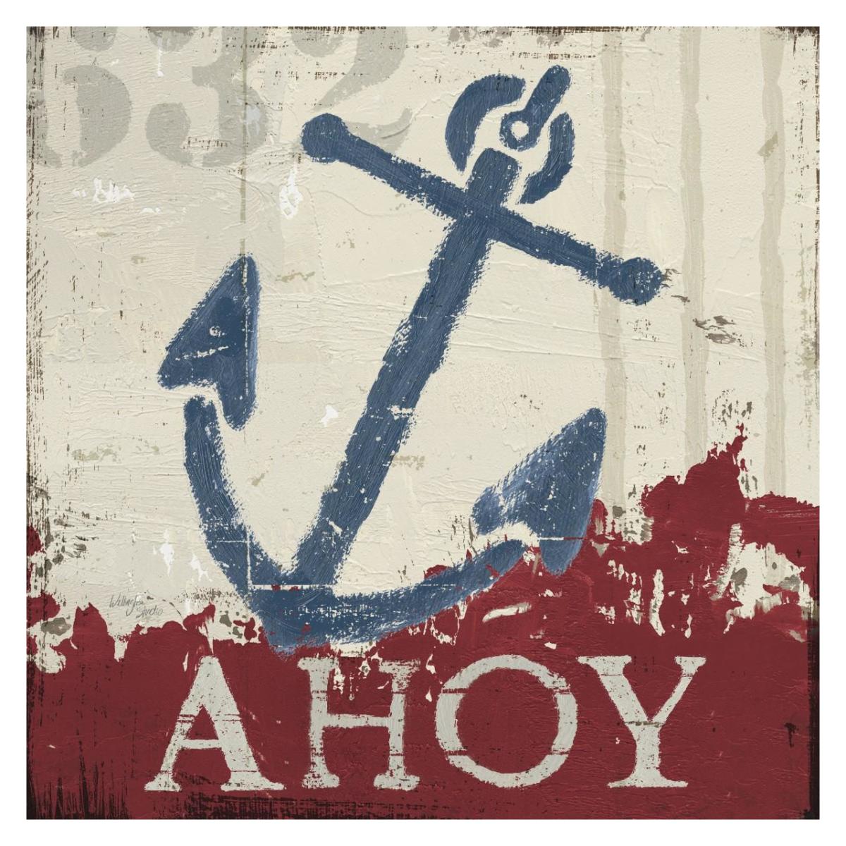 Nautical IV Red -Paper Art-32"x32"