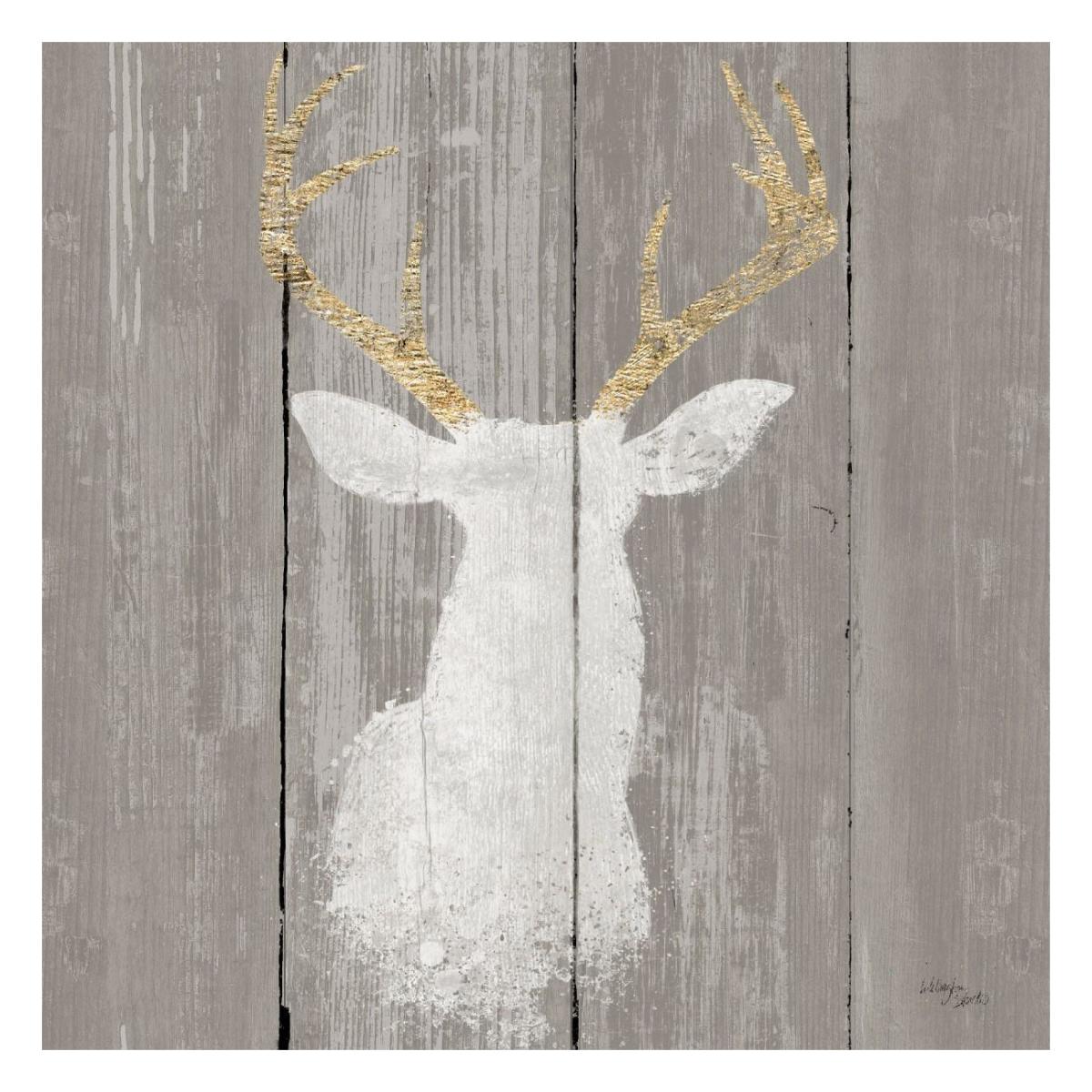 Precious Antlers I on Gray Wood -Paper Art-26"x26"