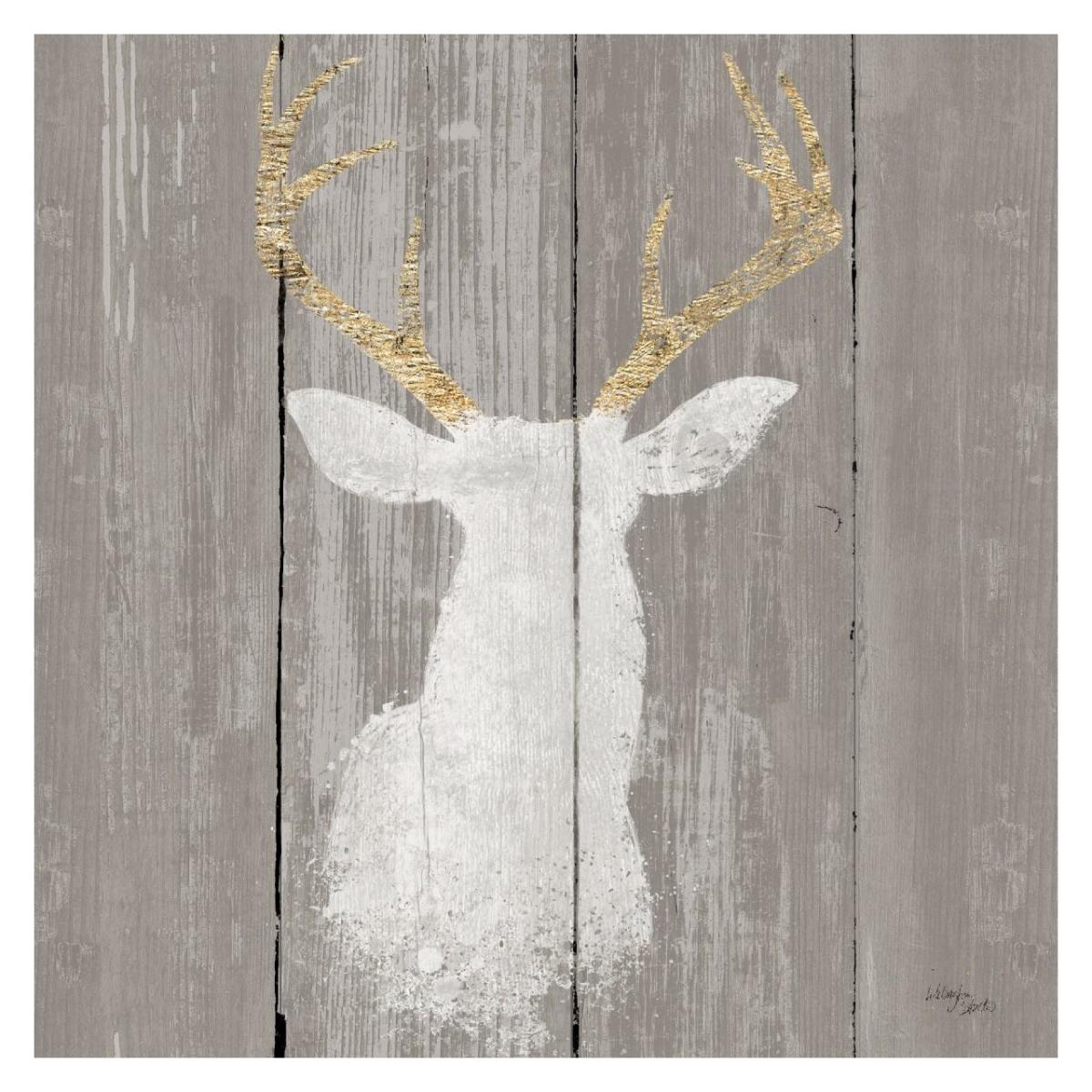 Precious Antlers I on Gray Wood -Paper Art-32"x32"
