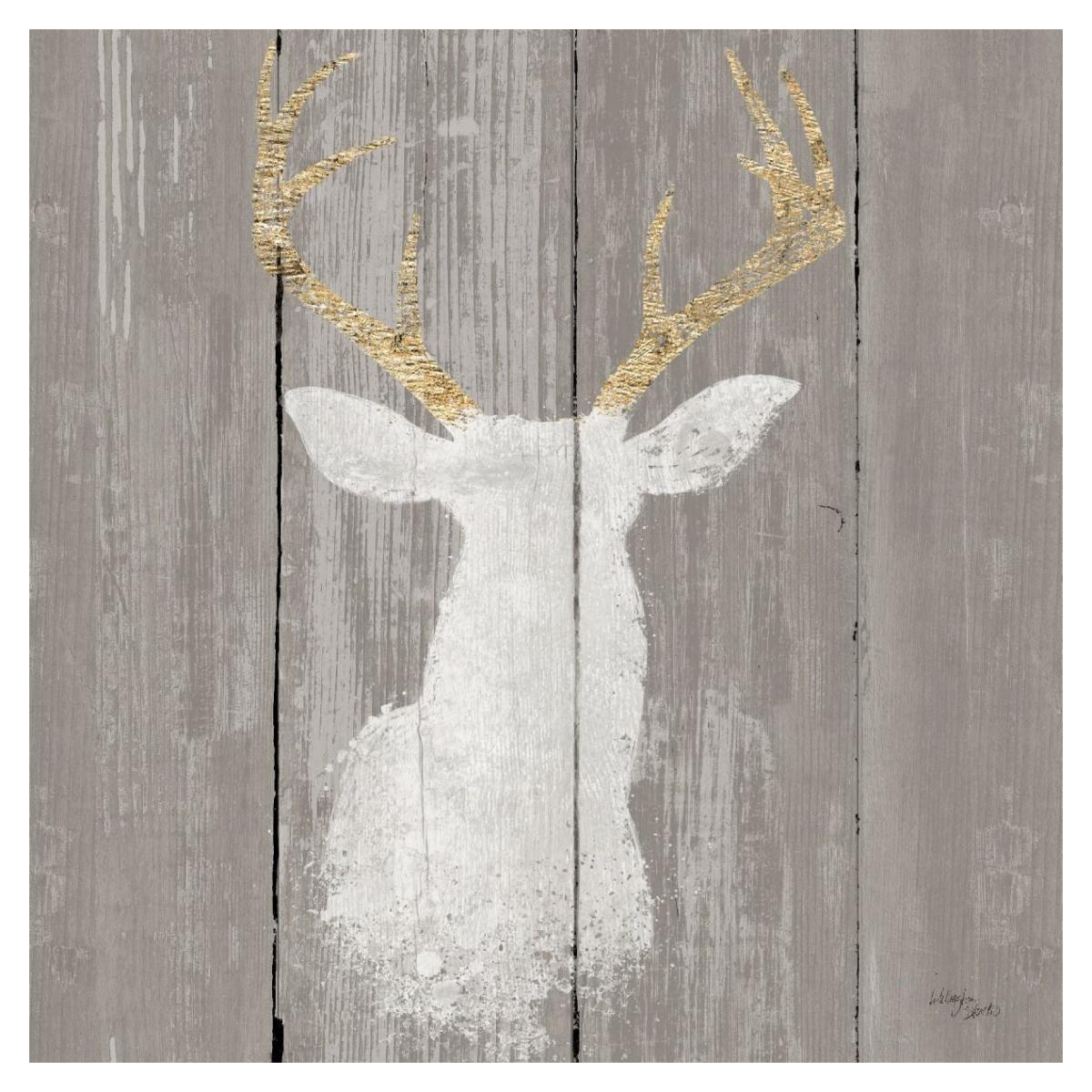 Precious Antlers I on Gray Wood -Paper Art-38"x38"