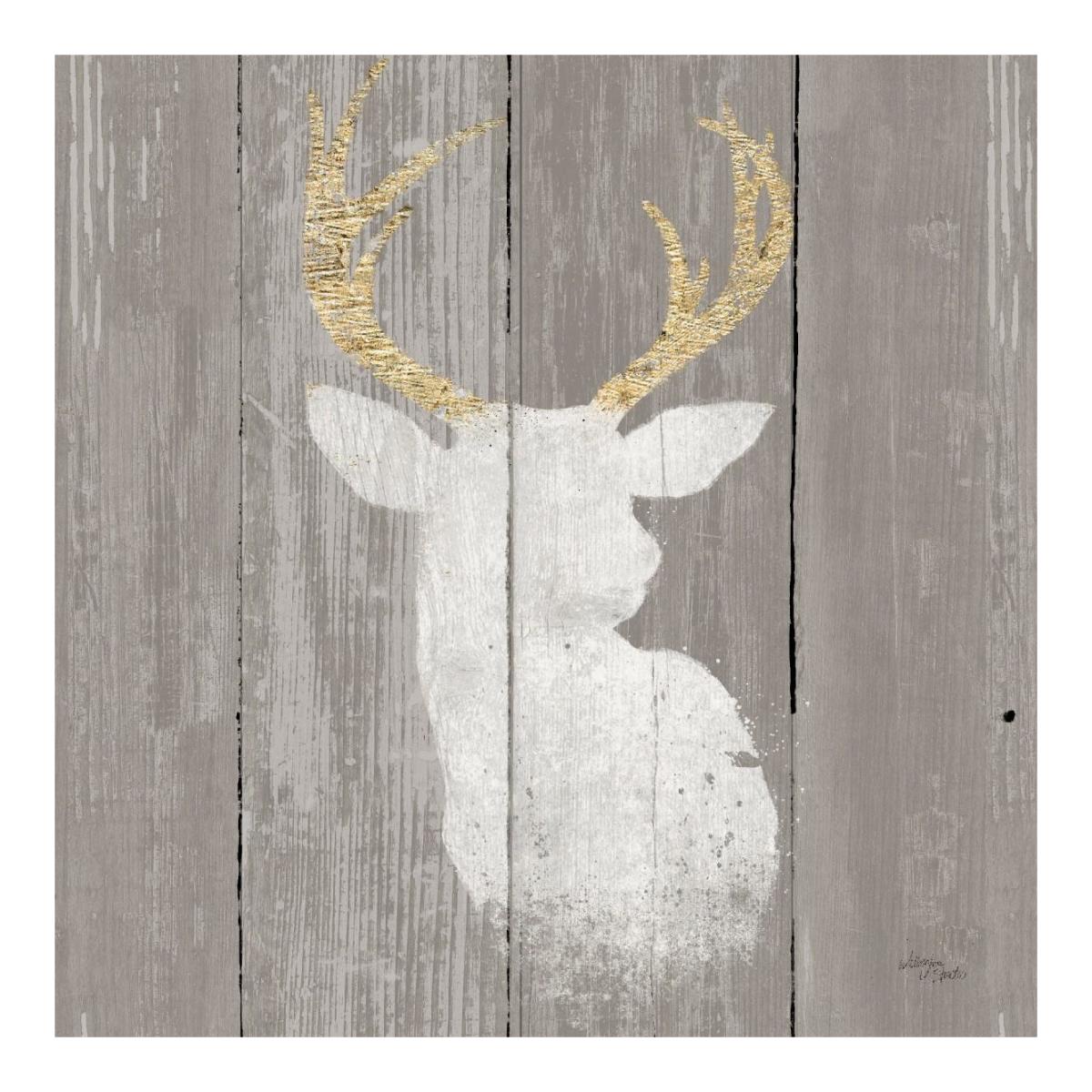 Precious Antlers II on Gray Wood -Paper Art-20"x20"