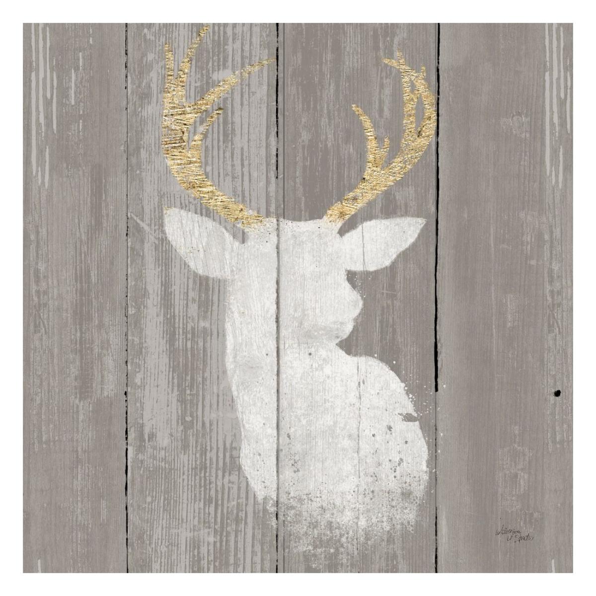Precious Antlers II on Gray Wood -Paper Art-26"x26"