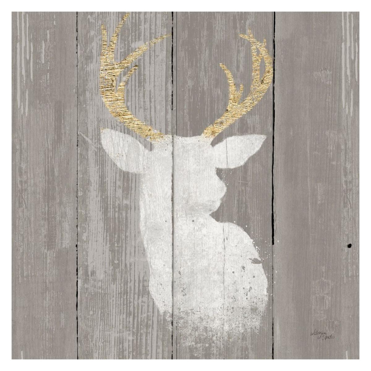 Precious Antlers II on Gray Wood -Paper Art-32"x32"