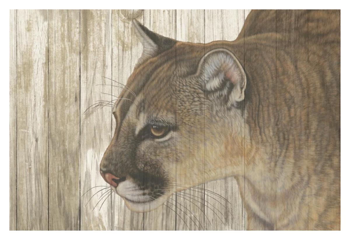 Mountain Sentry on Wood -Paper Art-38"x26"
