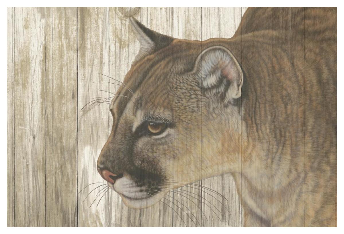Mountain Sentry on Wood -Paper Art-50"x34"