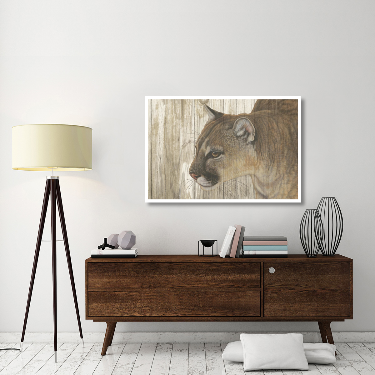 Mountain Sentry on Wood -Paper Art-50&quotx34"