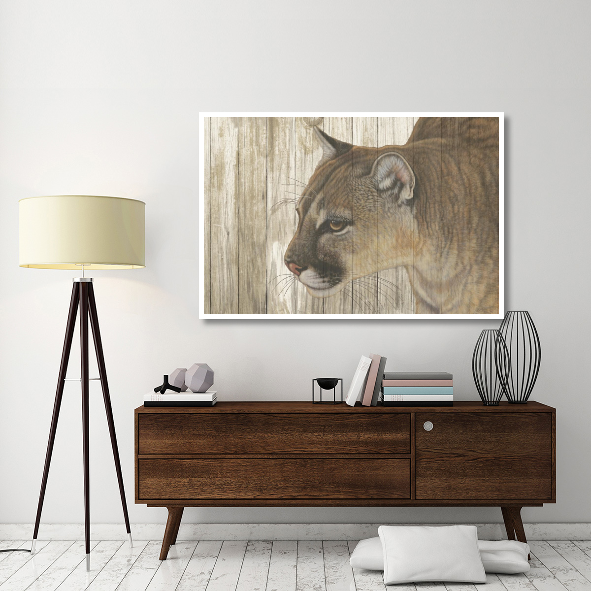 Mountain Sentry on Wood -Paper Art-62&quotx42"