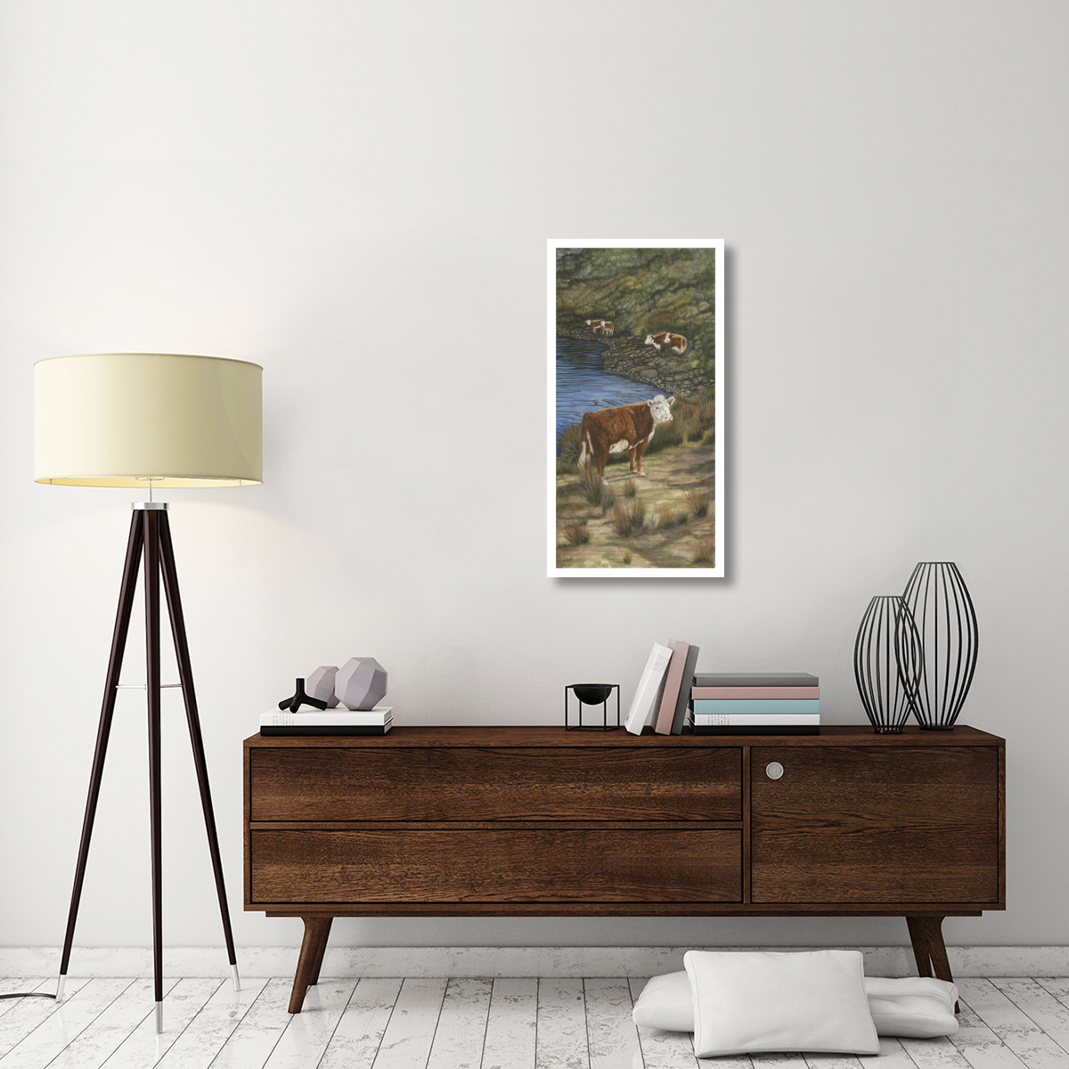Cattle by the River -Paper Art-20&quotx38"