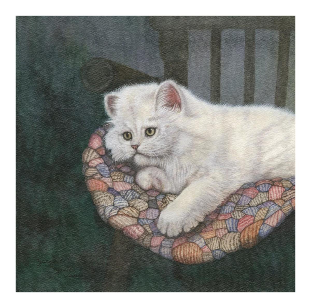 Kitten on Chair -Paper Art-20"x20"