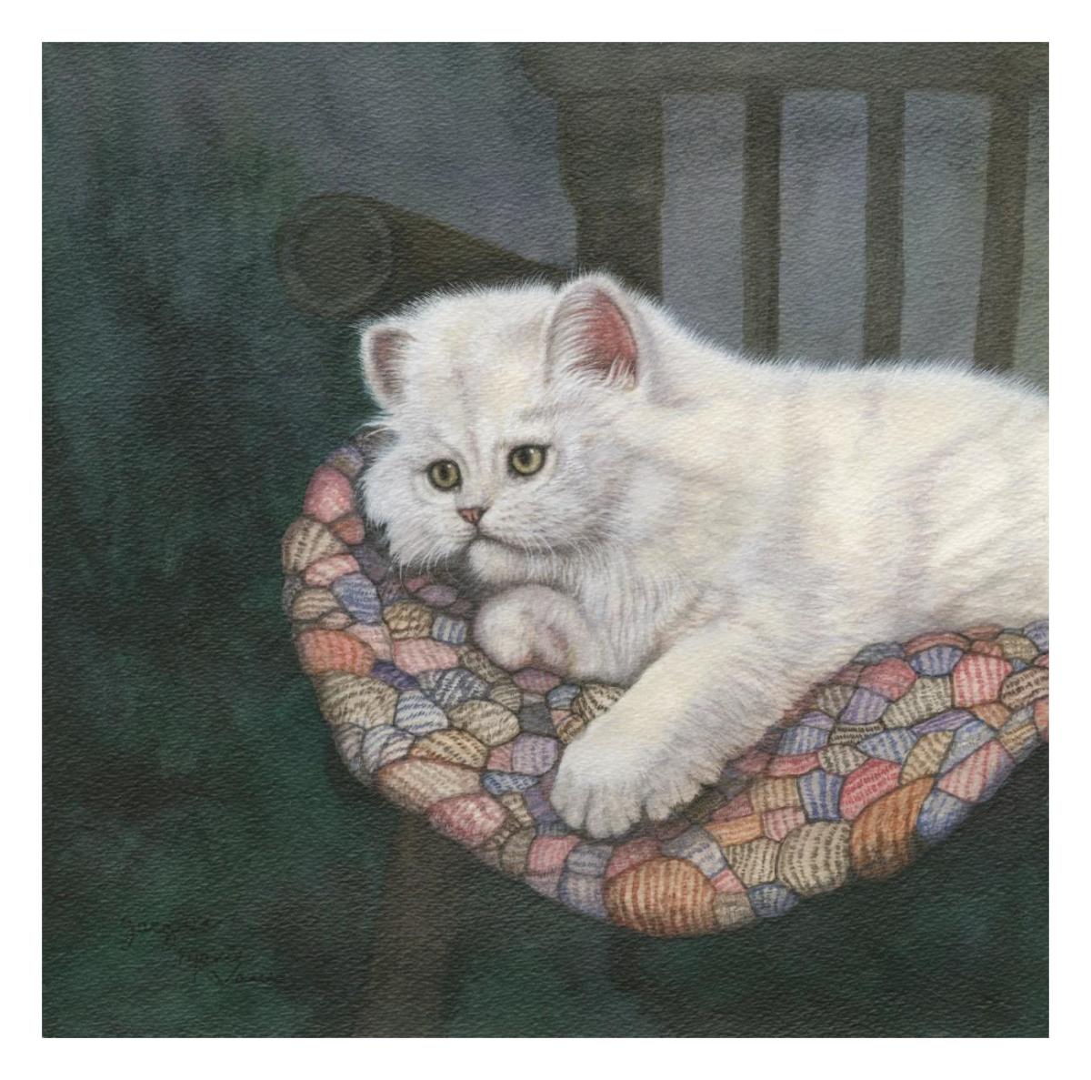Kitten on Chair -Paper Art-26"x26"