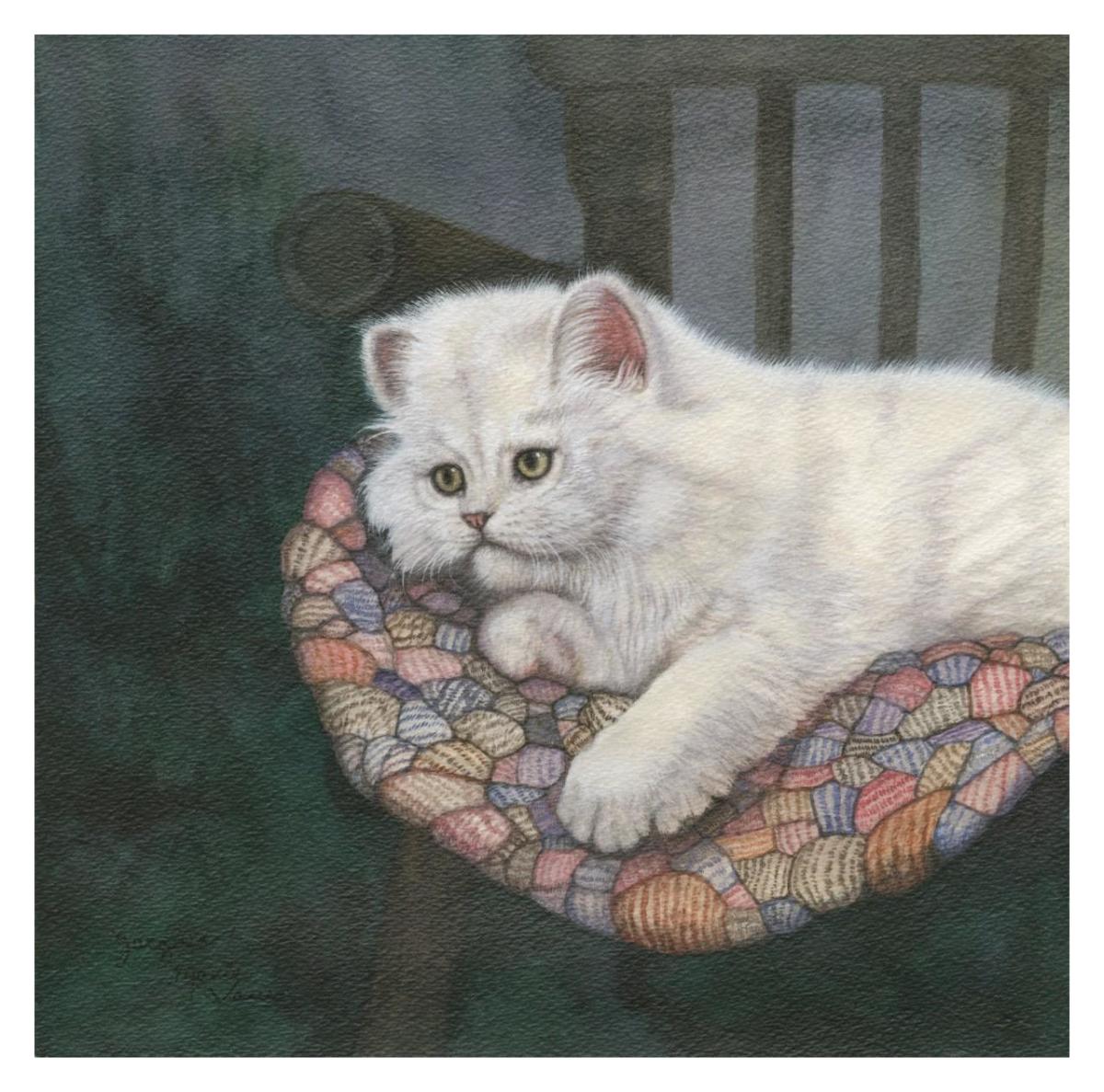 Kitten on Chair -Paper Art-32"x32"