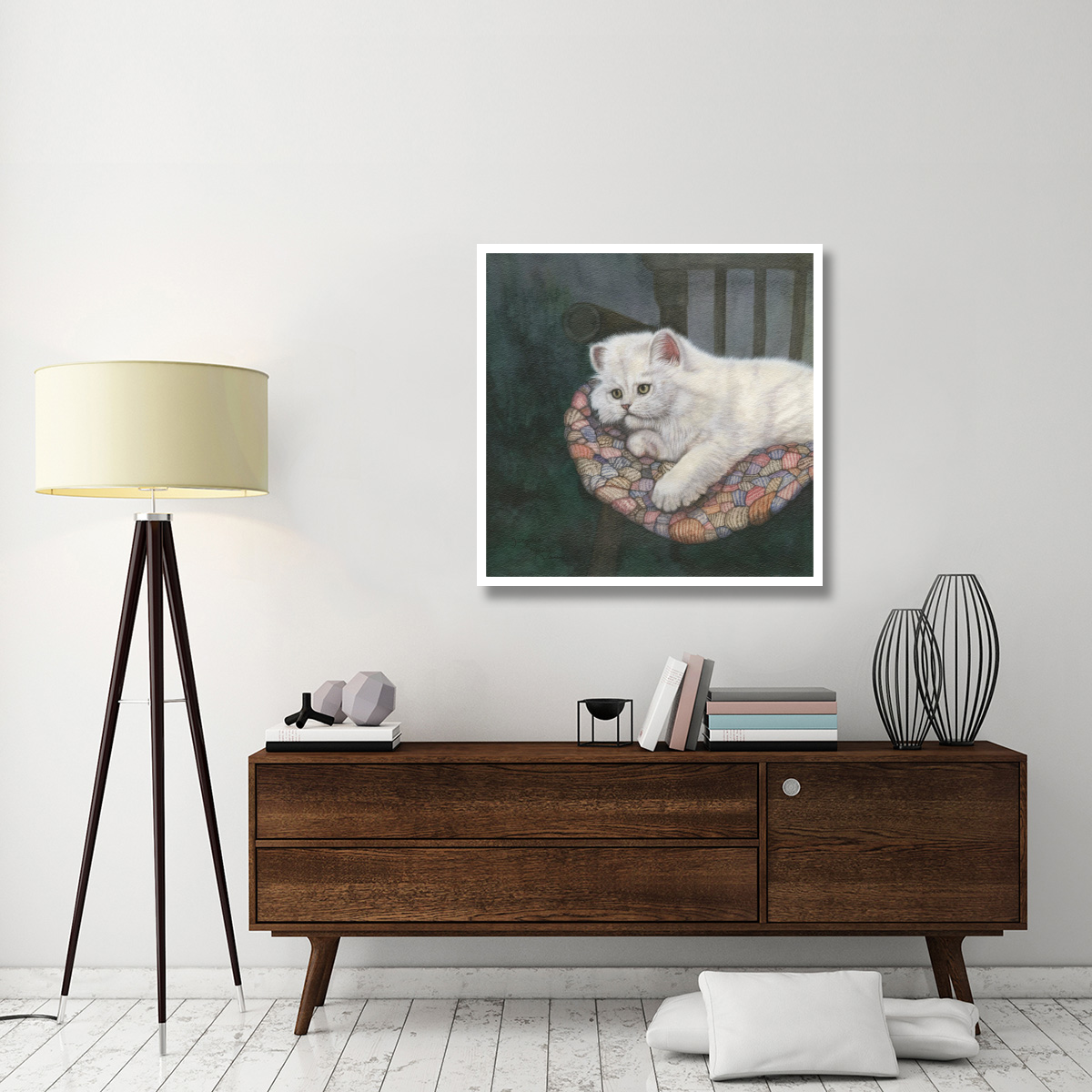 Kitten on Chair -Paper Art-38&quotx38"