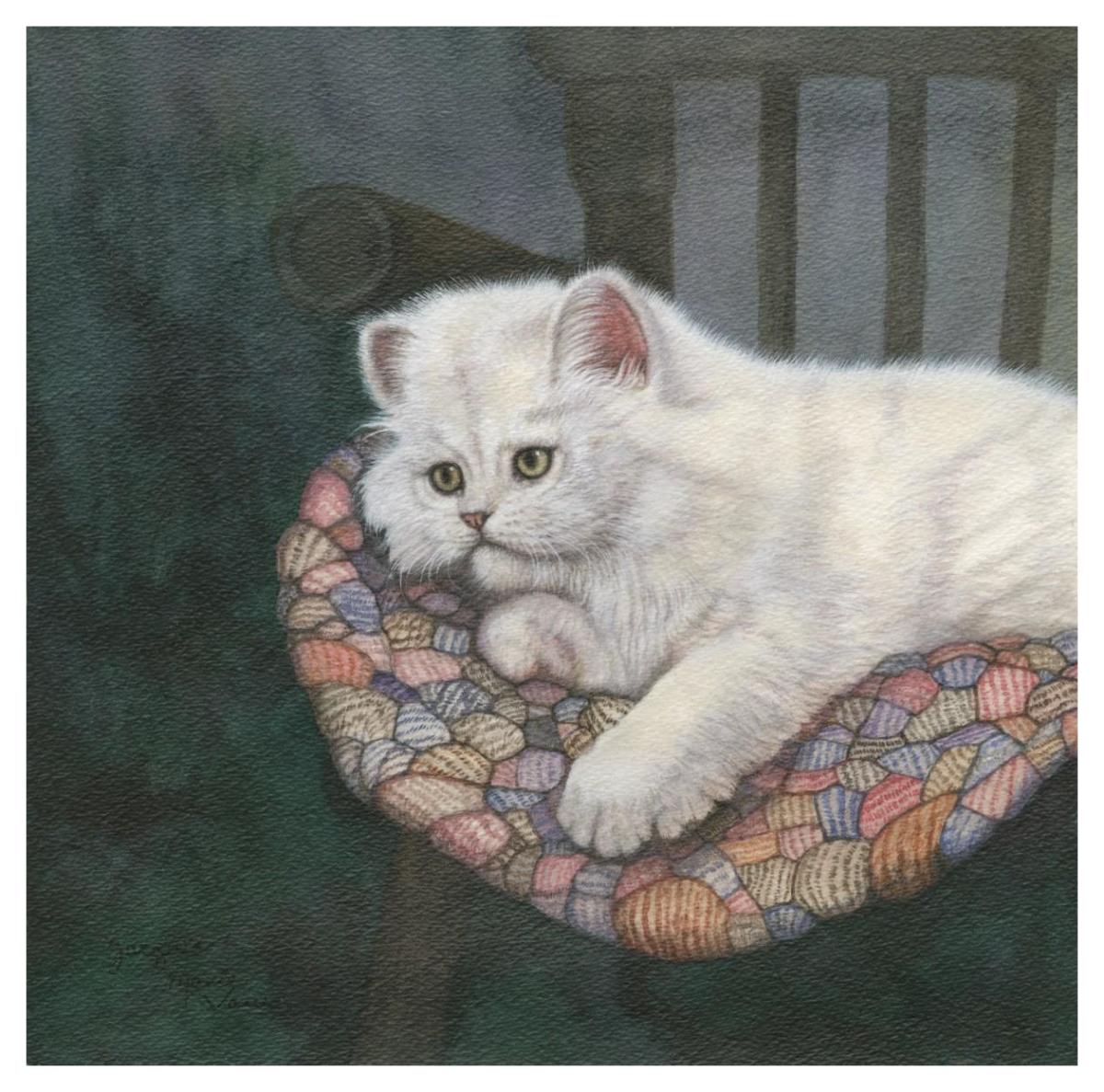 Kitten on Chair -Paper Art-42"x42"