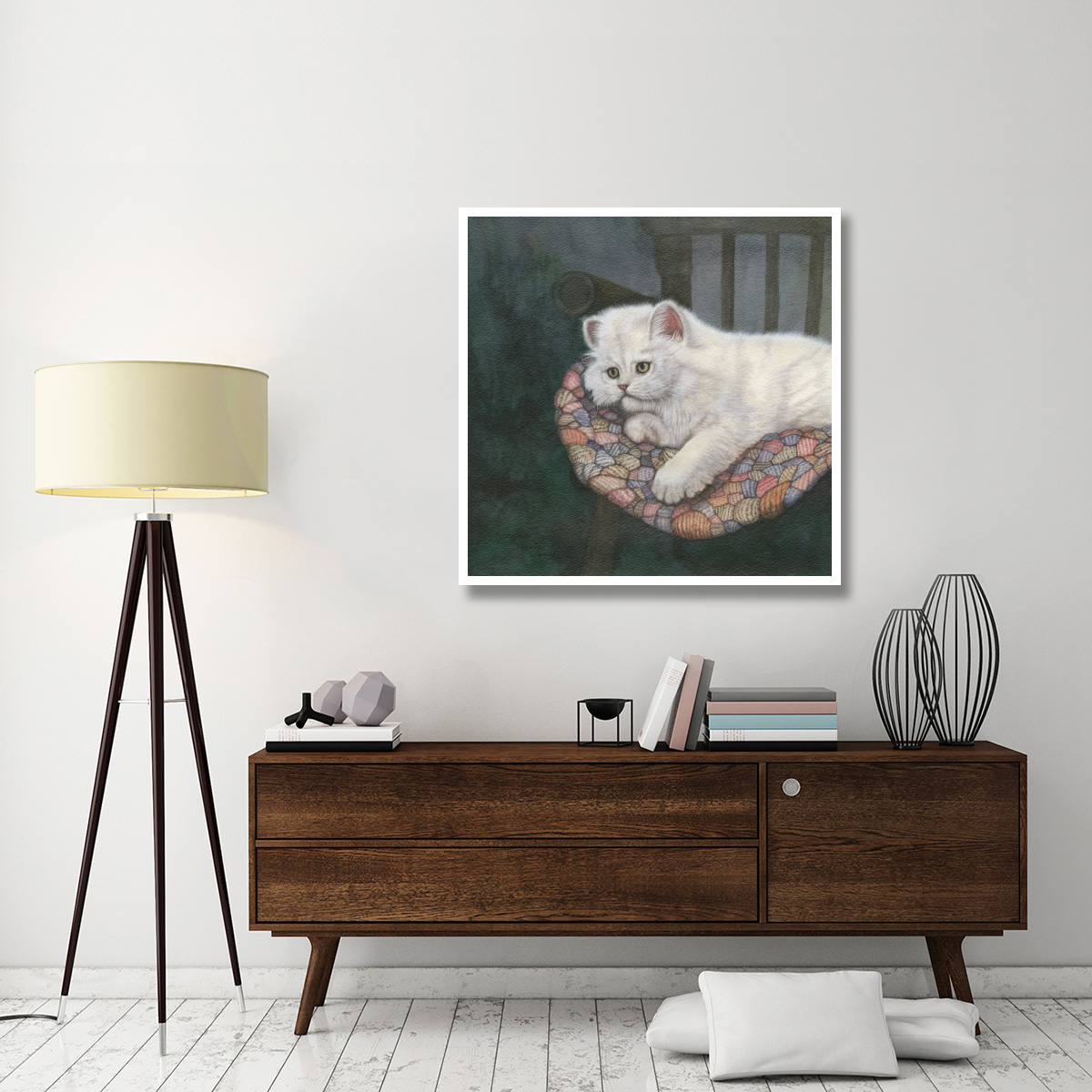 Kitten on Chair -Paper Art-42&quotx42"