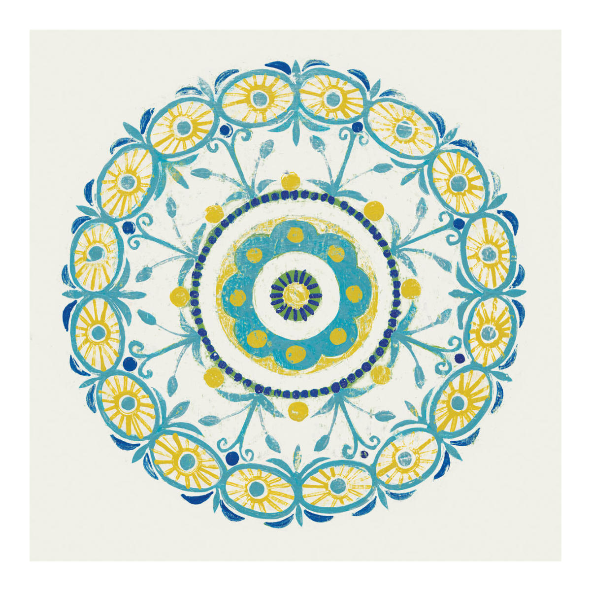 Lakai Circle I Blue and Yellow -Paper Art-20"x20"