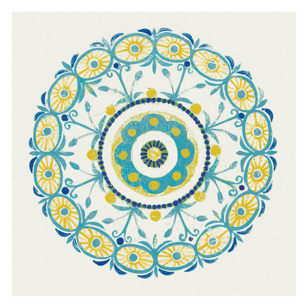 Lakai Circle I Blue and Yellow -Paper Art-26"x26"