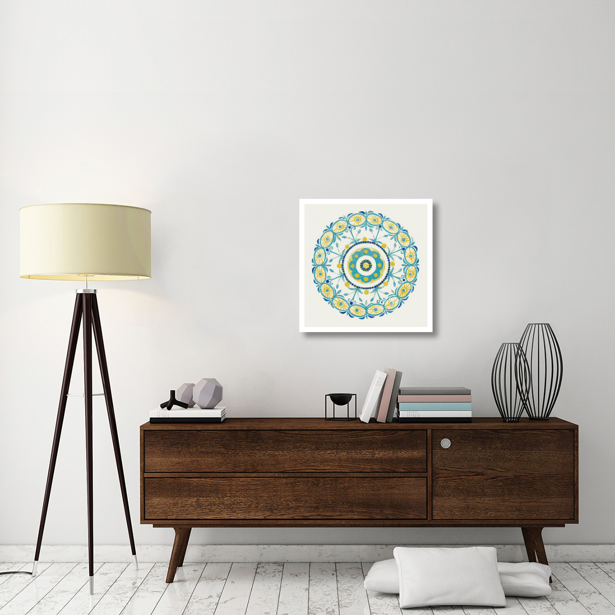 Lakai Circle I Blue and Yellow -Paper Art-26&quotx26"