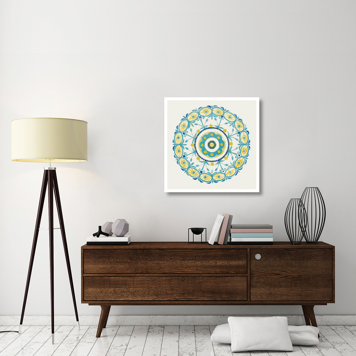 Lakai Circle I Blue and Yellow -Paper Art-32&quotx32"