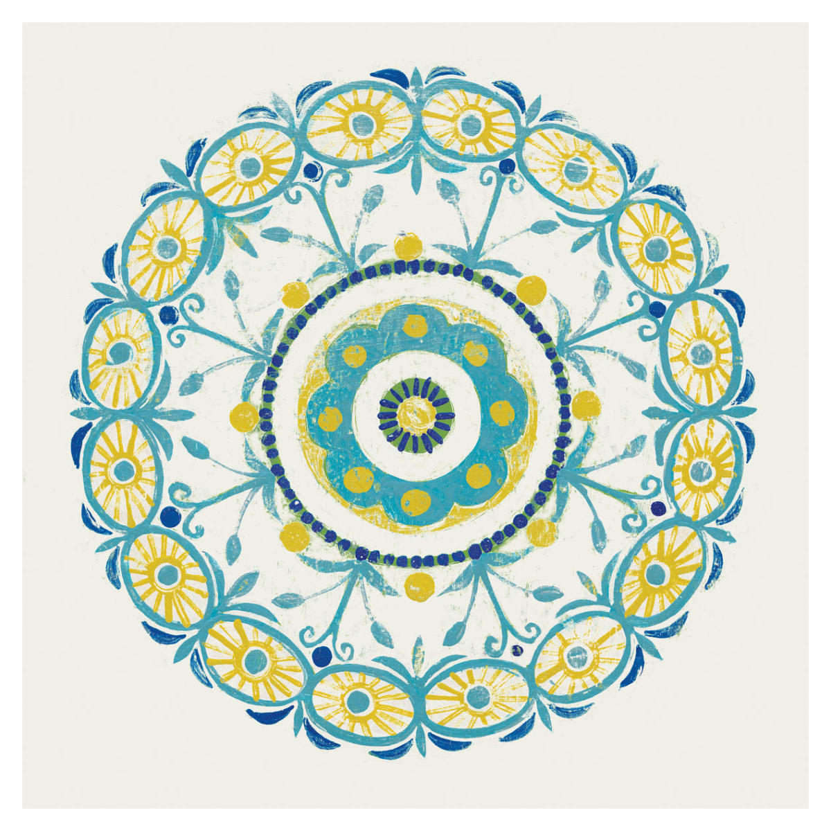 Lakai Circle I Blue and Yellow -Paper Art-38"x38"