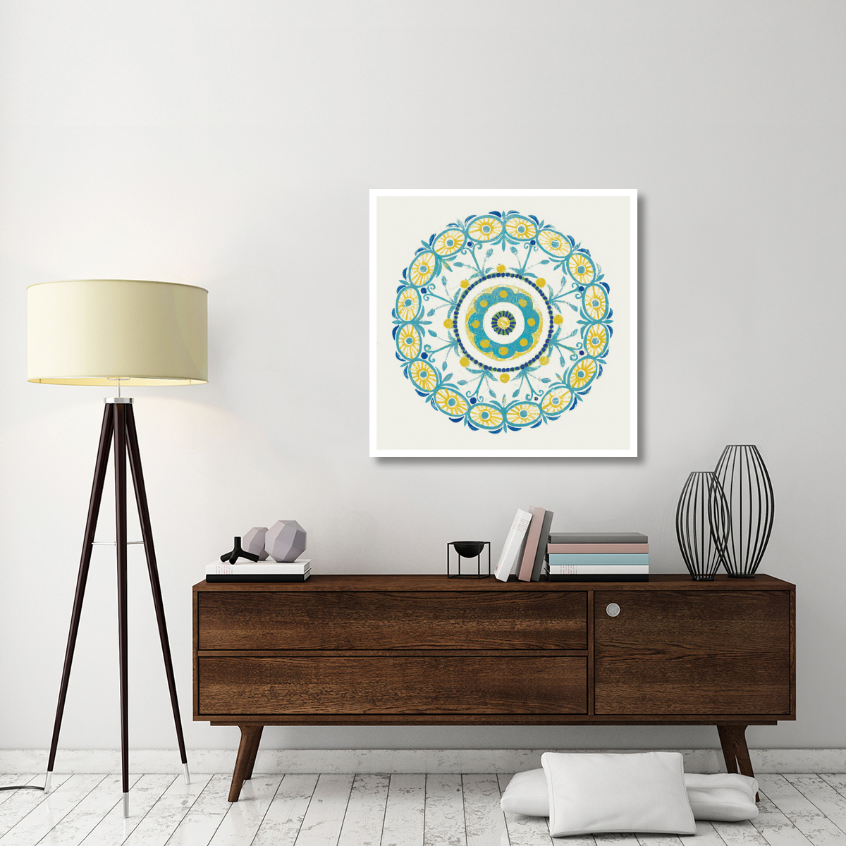 Lakai Circle I Blue and Yellow -Paper Art-38&quotx38"