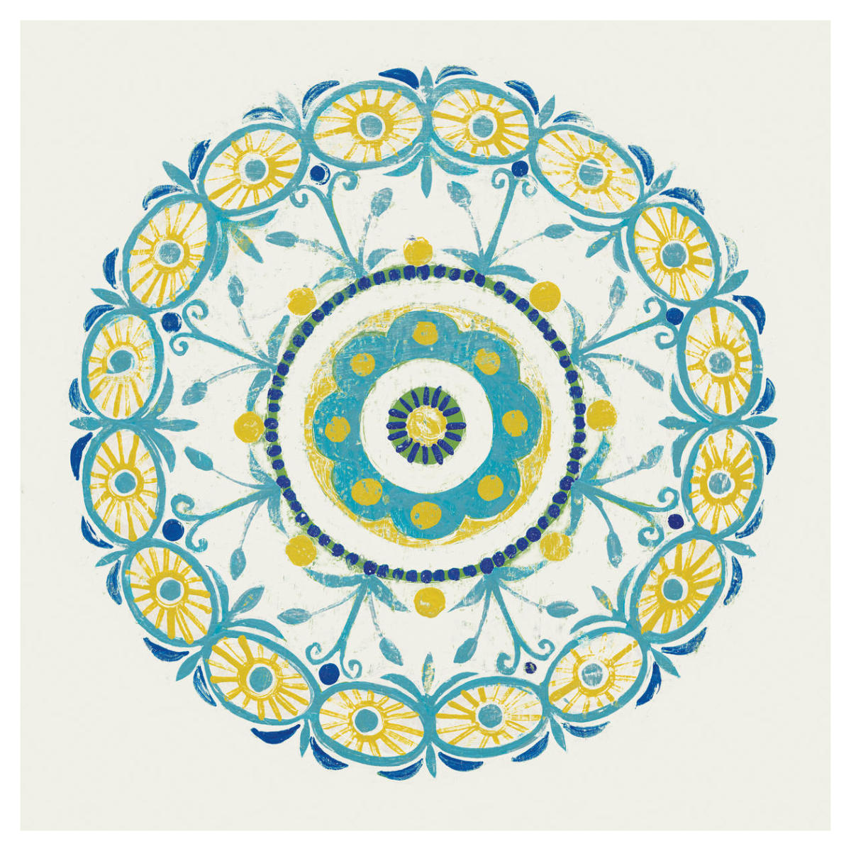Lakai Circle I Blue and Yellow -Paper Art-42"x42"