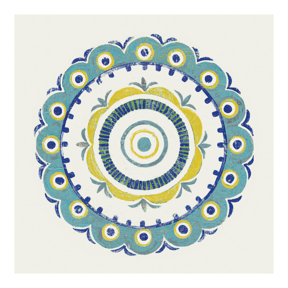 Lakai Circle II Blue and Yellow -Paper Art-20"x20"