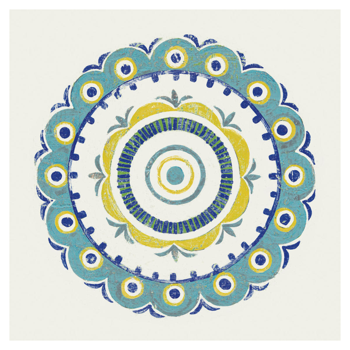 Lakai Circle II Blue and Yellow -Paper Art-38"x38"